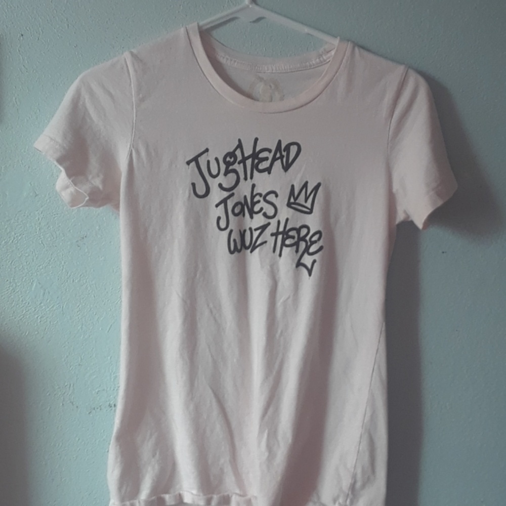 light pink " jughead jones was here" shirt
